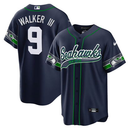 Seahawks Throwback & Gold Cool Base Jersey V2 - All Stitched