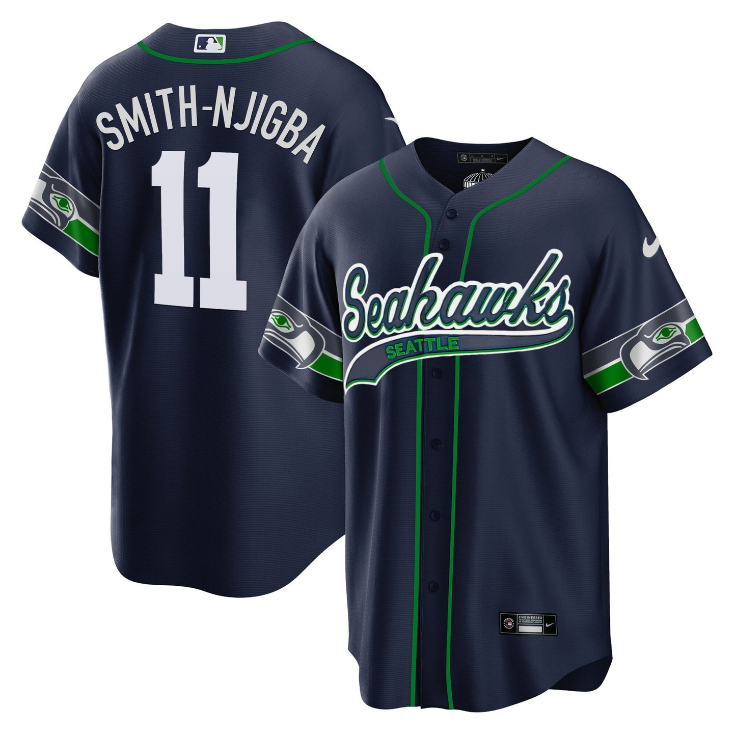 Seahawks Throwback & Gold Cool Base Jersey V2 - All Stitched