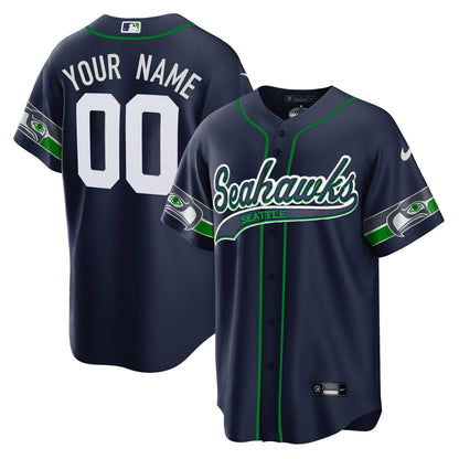 Seahawks Throwback & Gold Cool Base Custom Jersey V2 - All Stitched