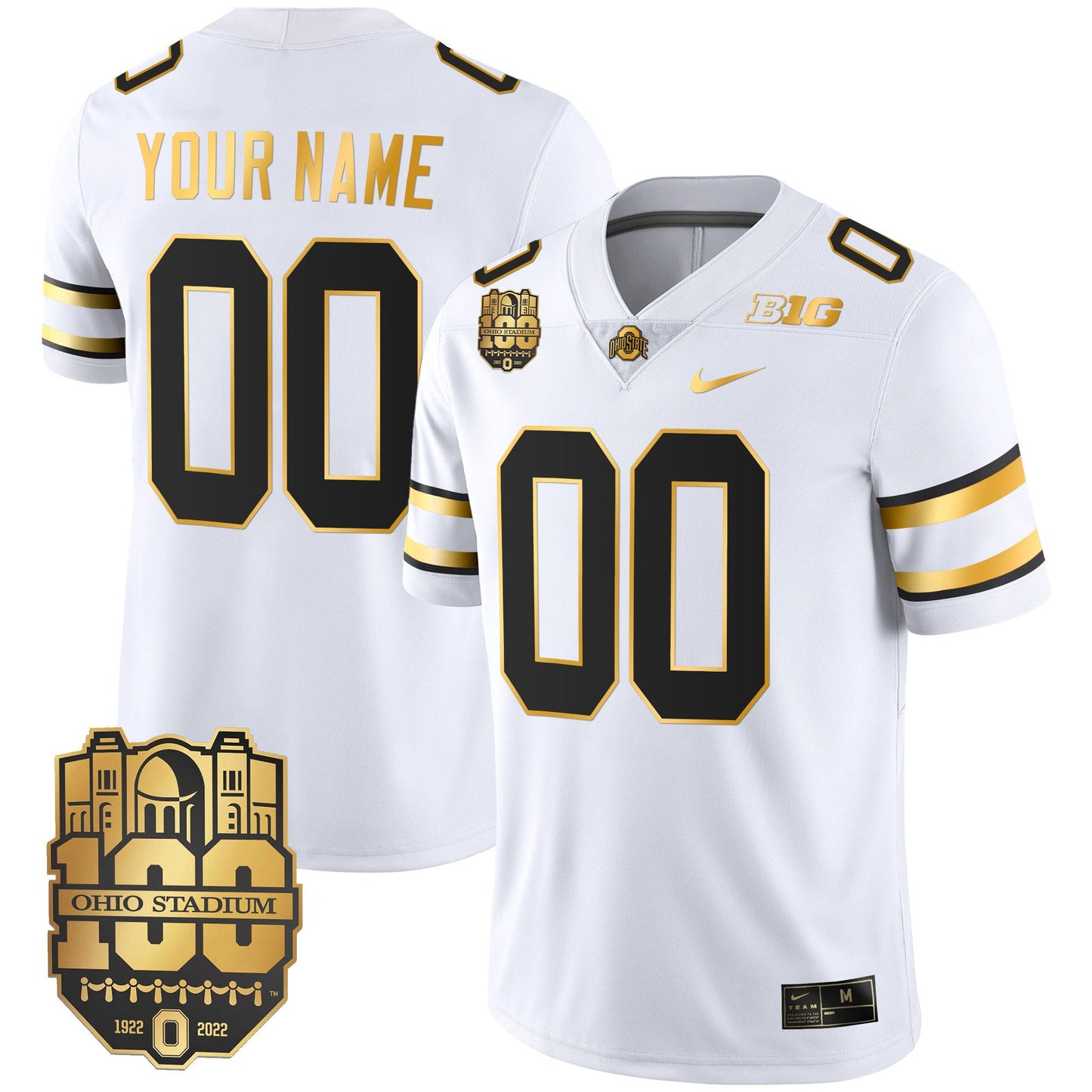 Ohio State Buckeyes Gold Custom Jersey - All Stitched