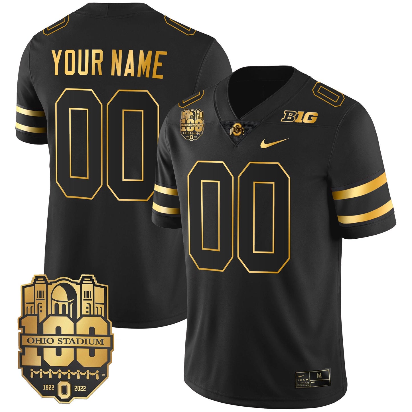 Ohio State Buckeyes Gold Custom Jersey - All Stitched