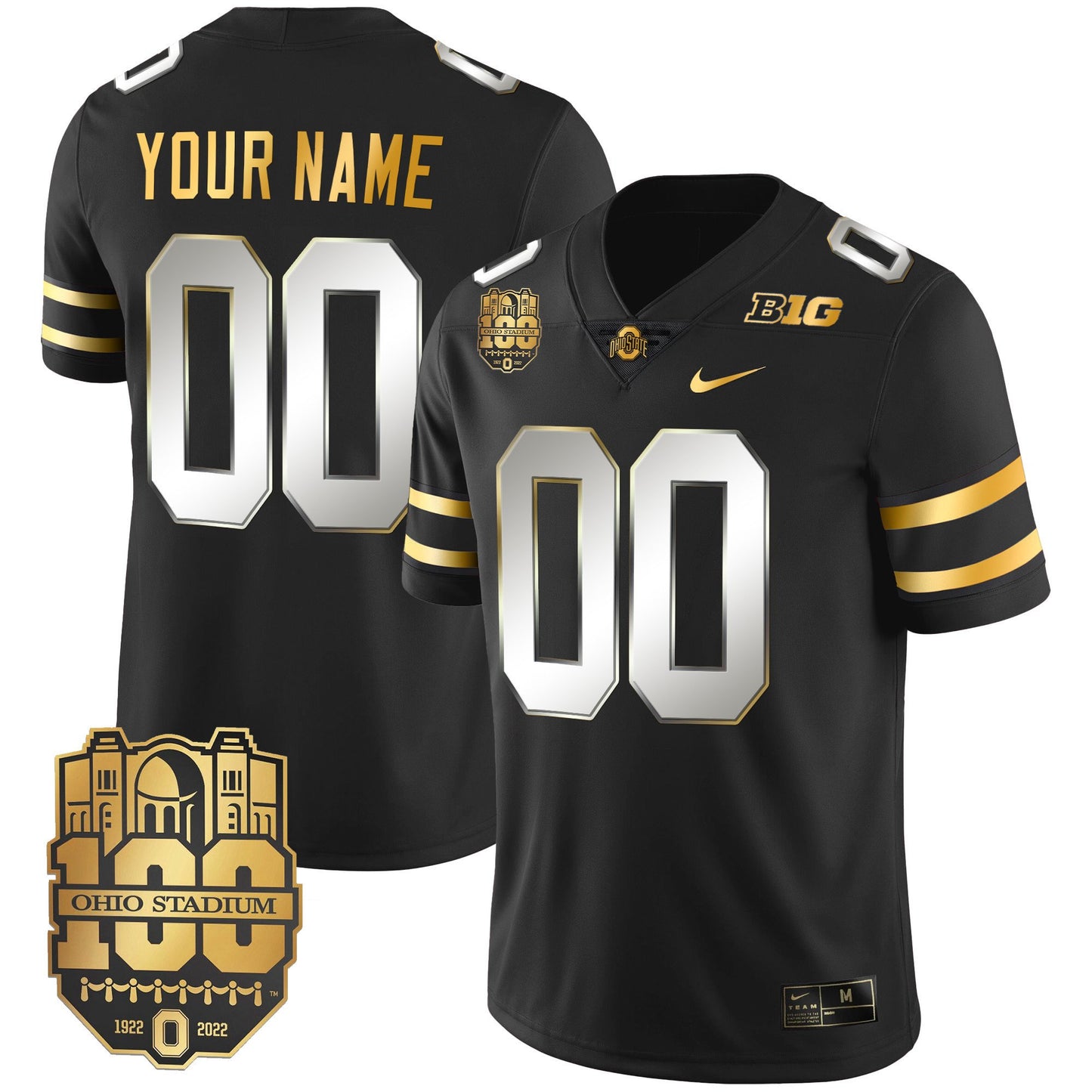 Ohio State Buckeyes Gold Custom Jersey - All Stitched