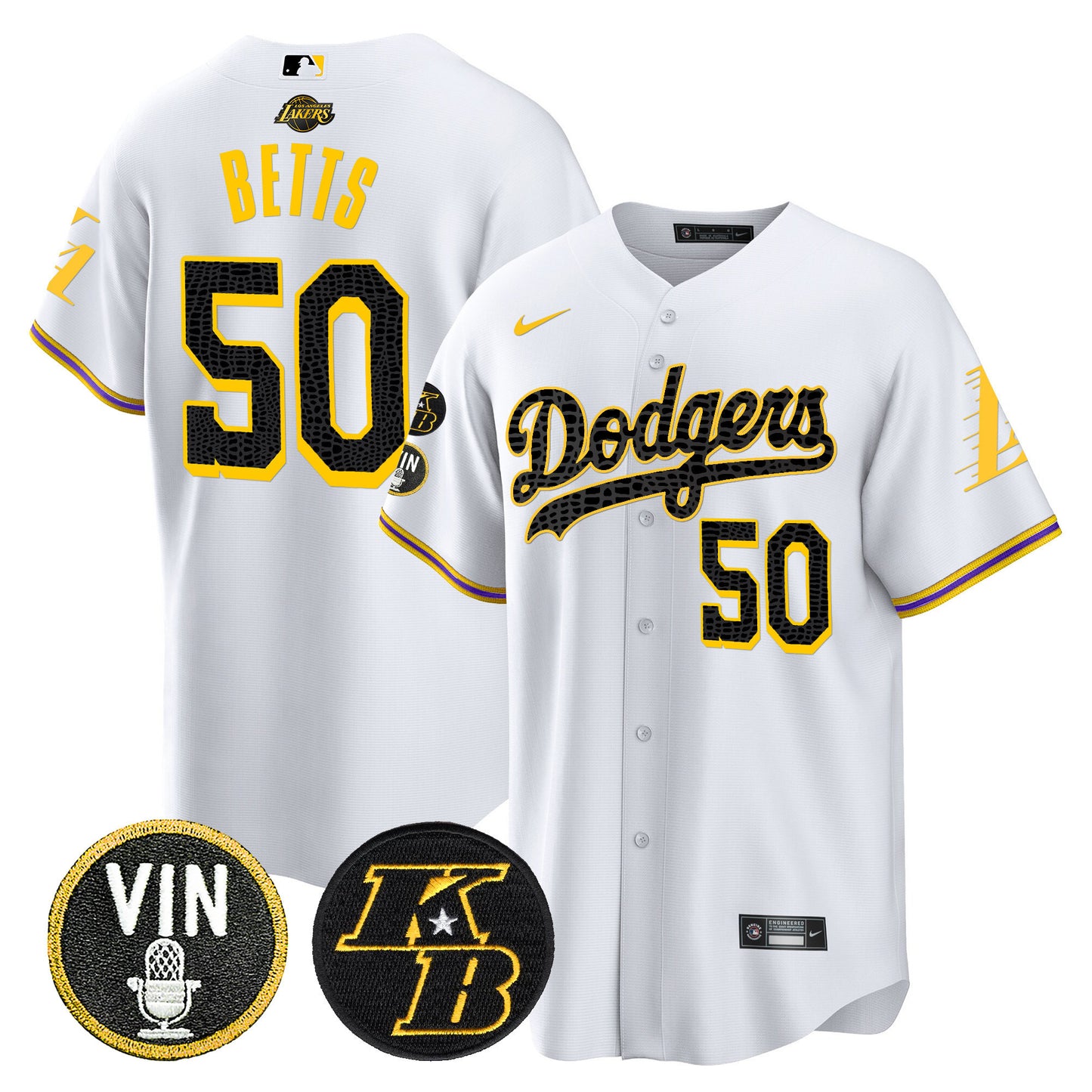 Dodgers Bryant & Vin Patch Cool Base Mamba Jersey - All Stitched