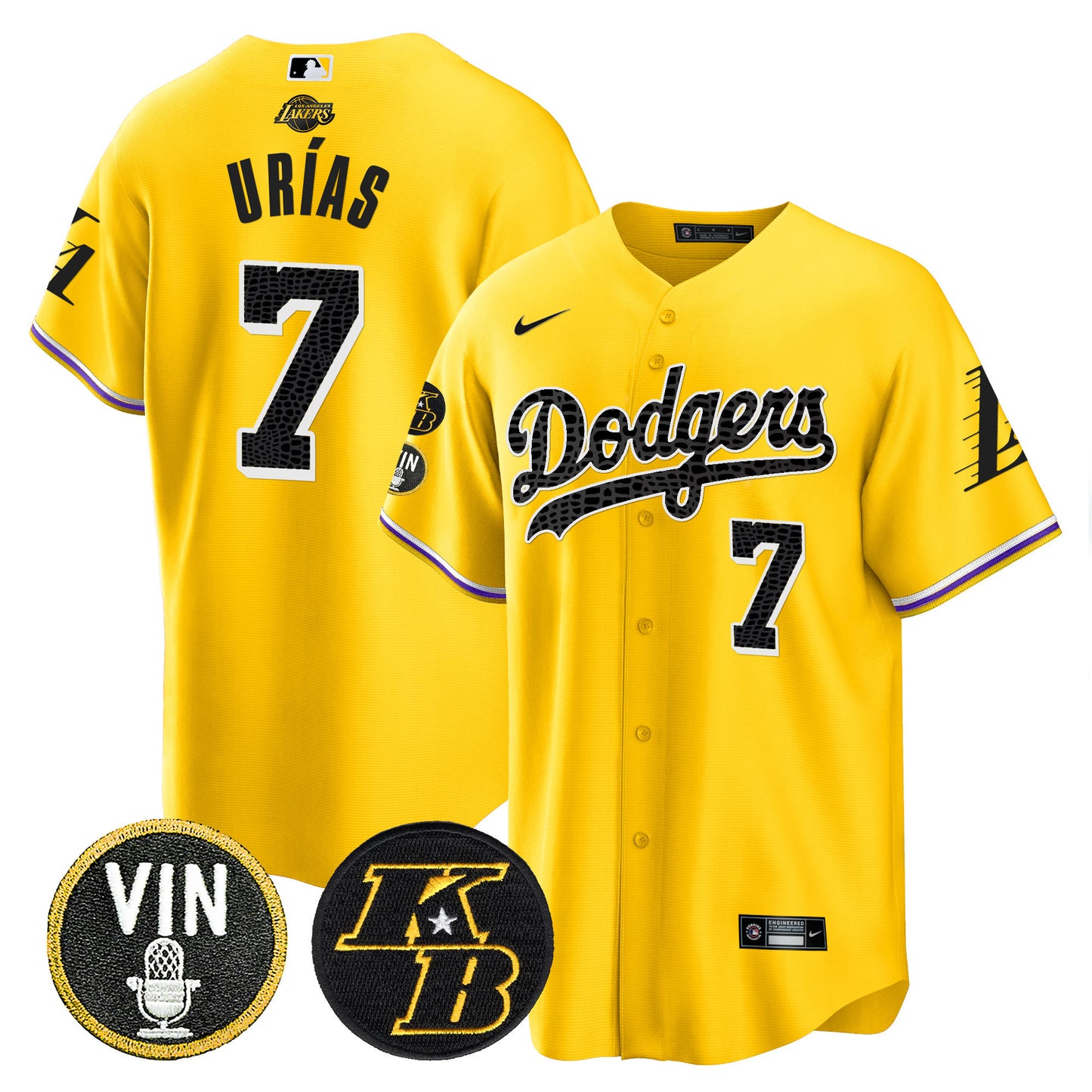 Dodgers Bryant & Vin Patch Cool Base Mamba Jersey - All Stitched