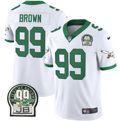 Eagles Jerome Brown Retired Patch Gold & Kelly Jersey - All Stitched