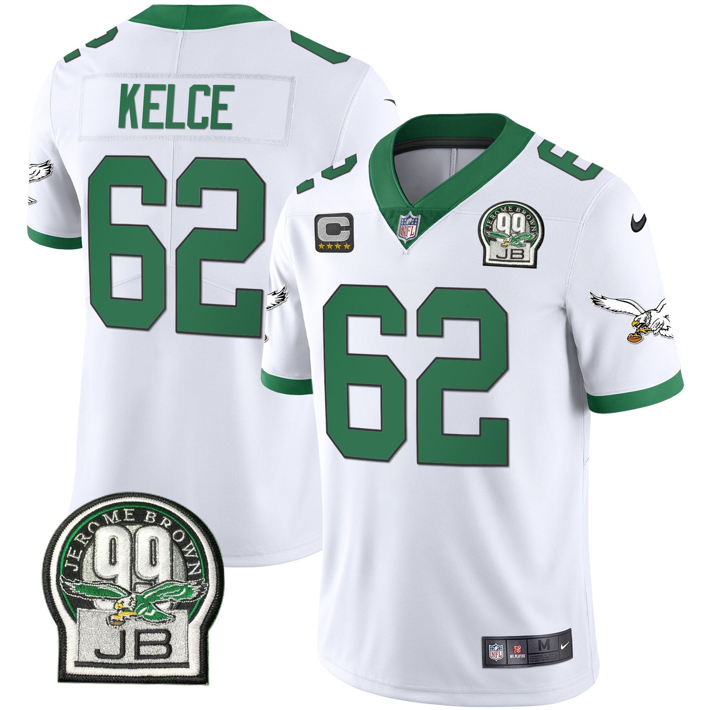 Eagles Jerome Brown Retired Patch Gold & Kelly Jersey - All Stitched