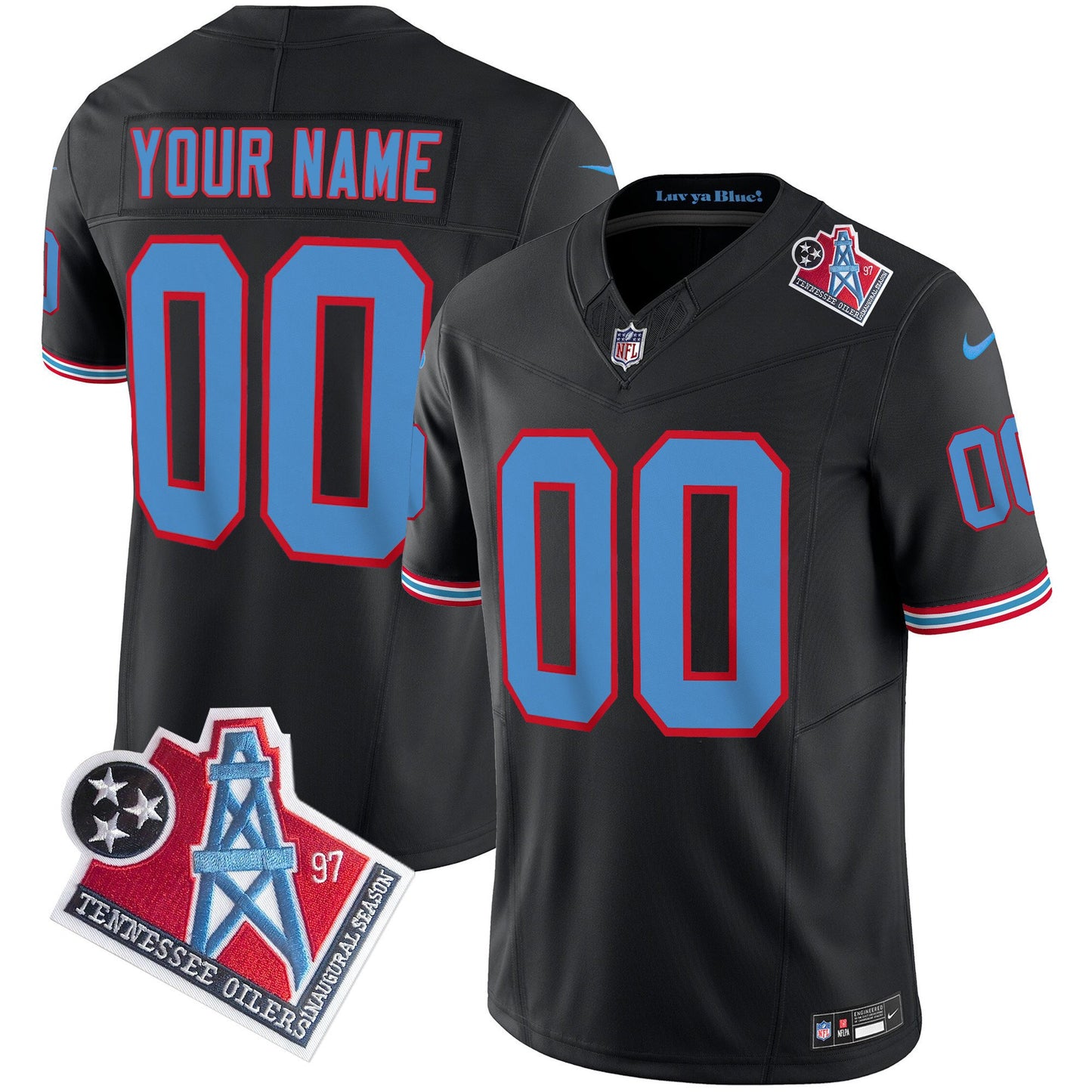 Titans 1997 Throwback Limited Vapor Custom Jersey V2 - All Stitched