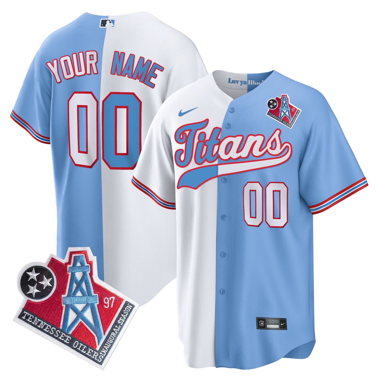 Titans 1997 Throwback Limited Cool Base Custom Jersey - All Stitched