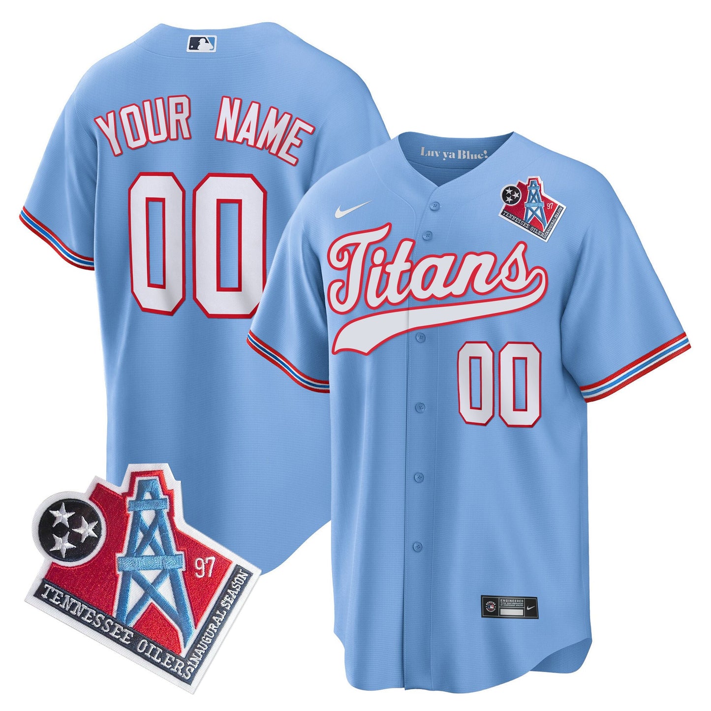 Titans 1997 Throwback Limited Cool Base Custom Jersey - All Stitched