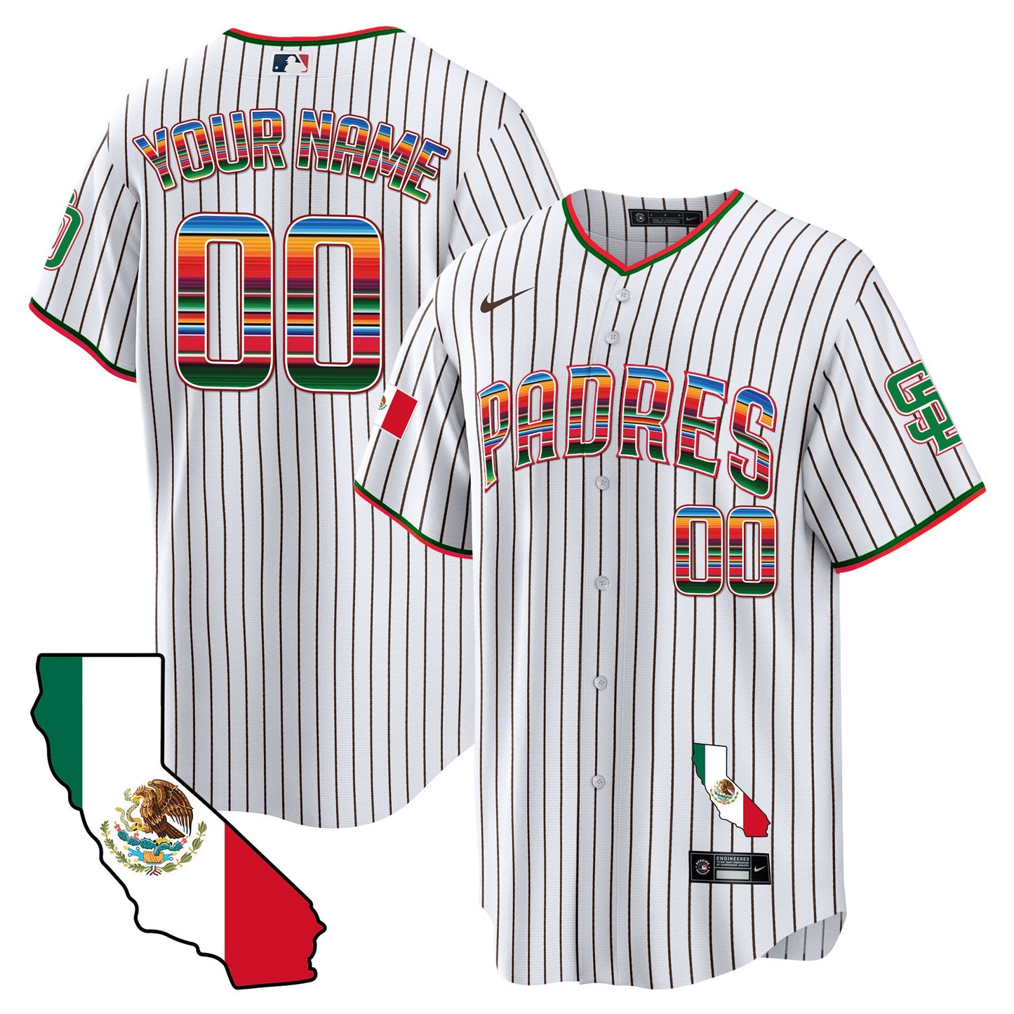 Padres California Map Cool Base Custom Jersey - All Stitched