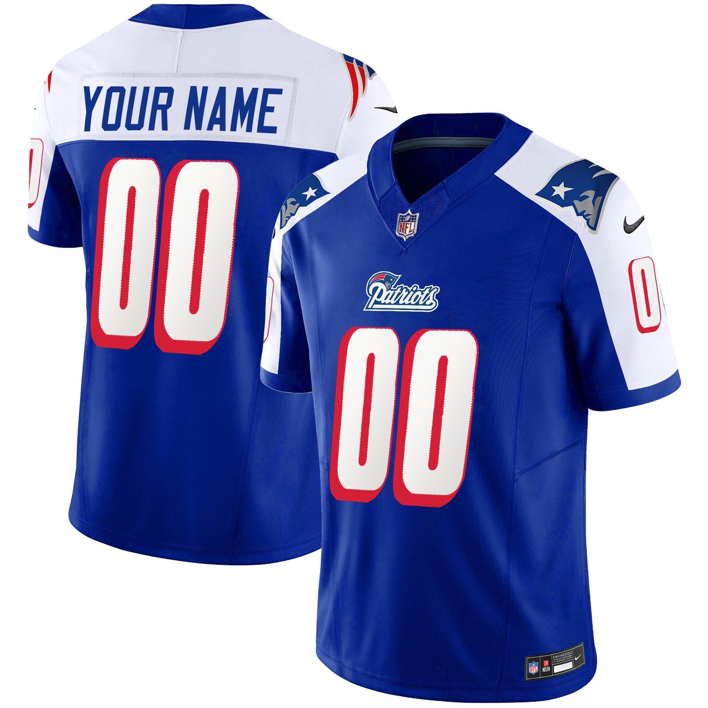 Patriots 1996 Throwback Limited Vapor Custom Jersey - All Stitched