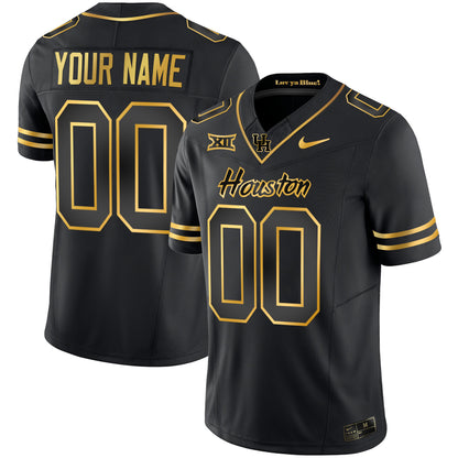 Houston Cougars 2023 Oilers Inspired Gold Custom Jersey - All Stitched