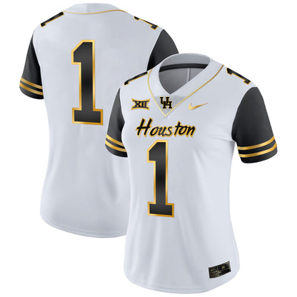 Women's Houston Cougars 2023 Oilers Inspired Gold Jersey - All Stitched