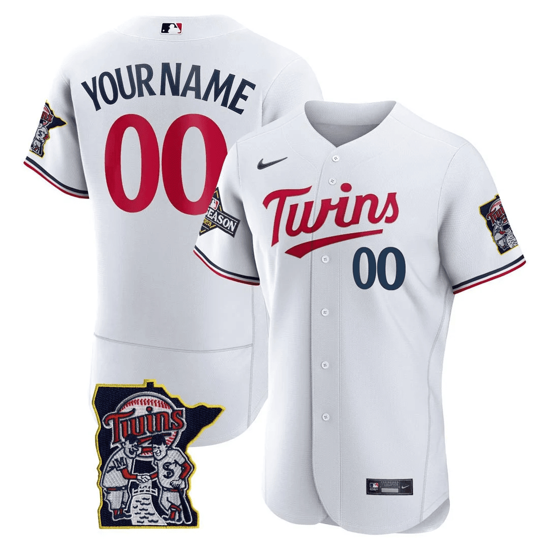 Minnesota Twins Flex Base Postseason Patch Custom Jersey - All Stitched
