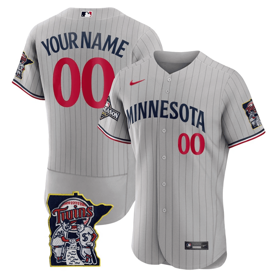 Minnesota Twins Flex Base Postseason Patch Custom Jersey - All Stitched