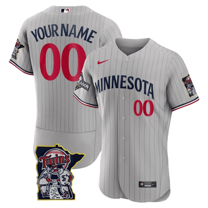 Minnesota Twins Flex Base Postseason Patch Custom Jersey - All Stitched
