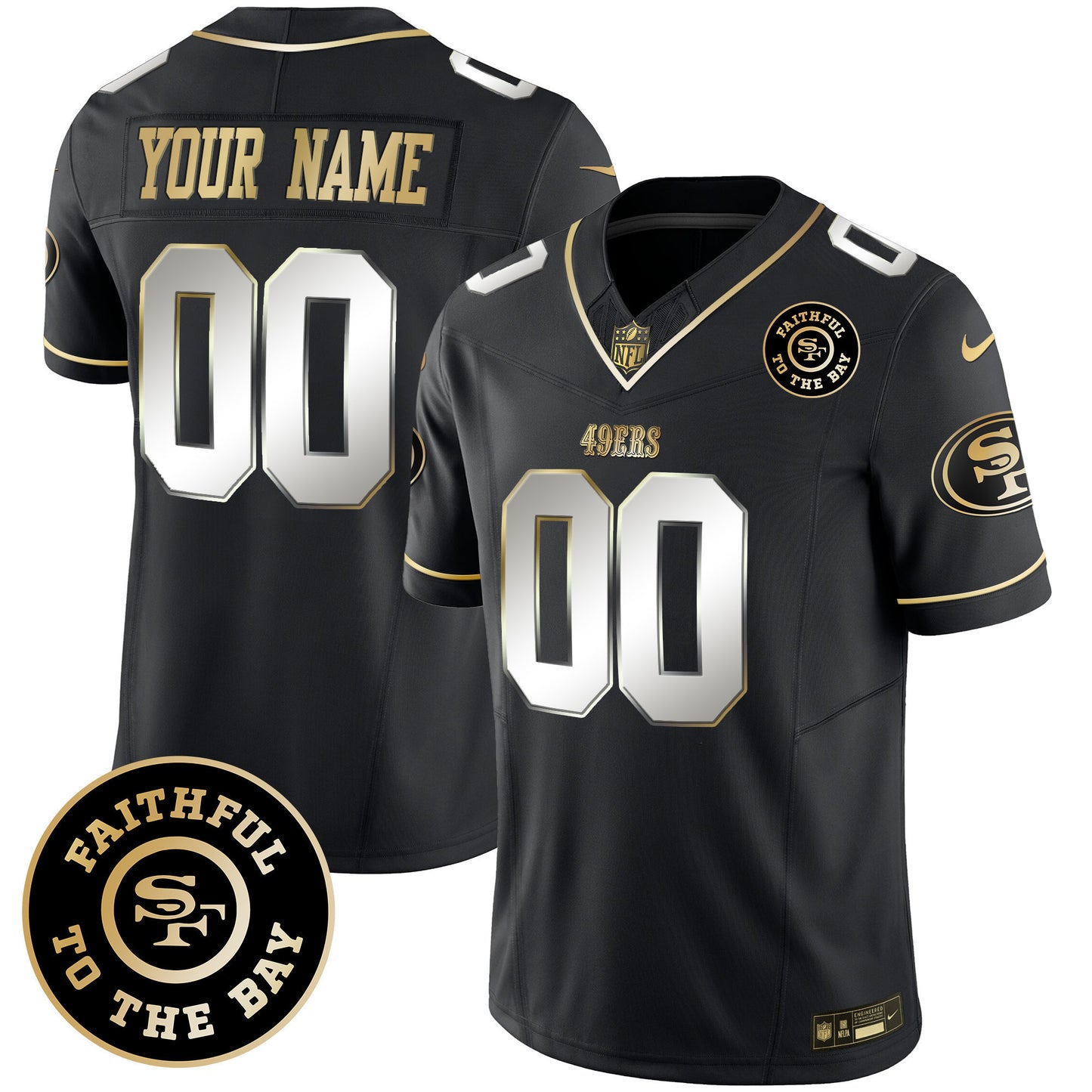 49ers Faithful To The Bay Patch Vapor Limited Custom Jersey V7 - All Stitched