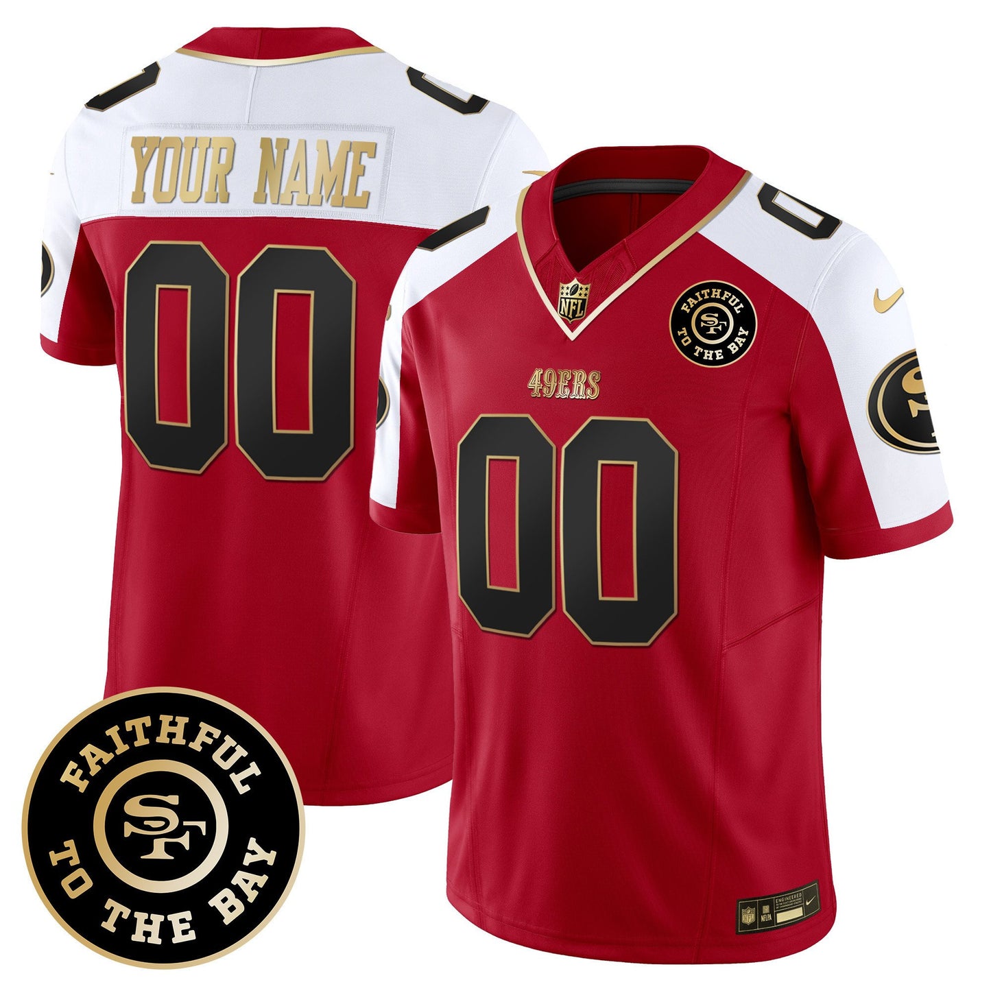 49ers Faithful To The Bay Patch Vapor Limited Custom Jersey V6 - All Stitched