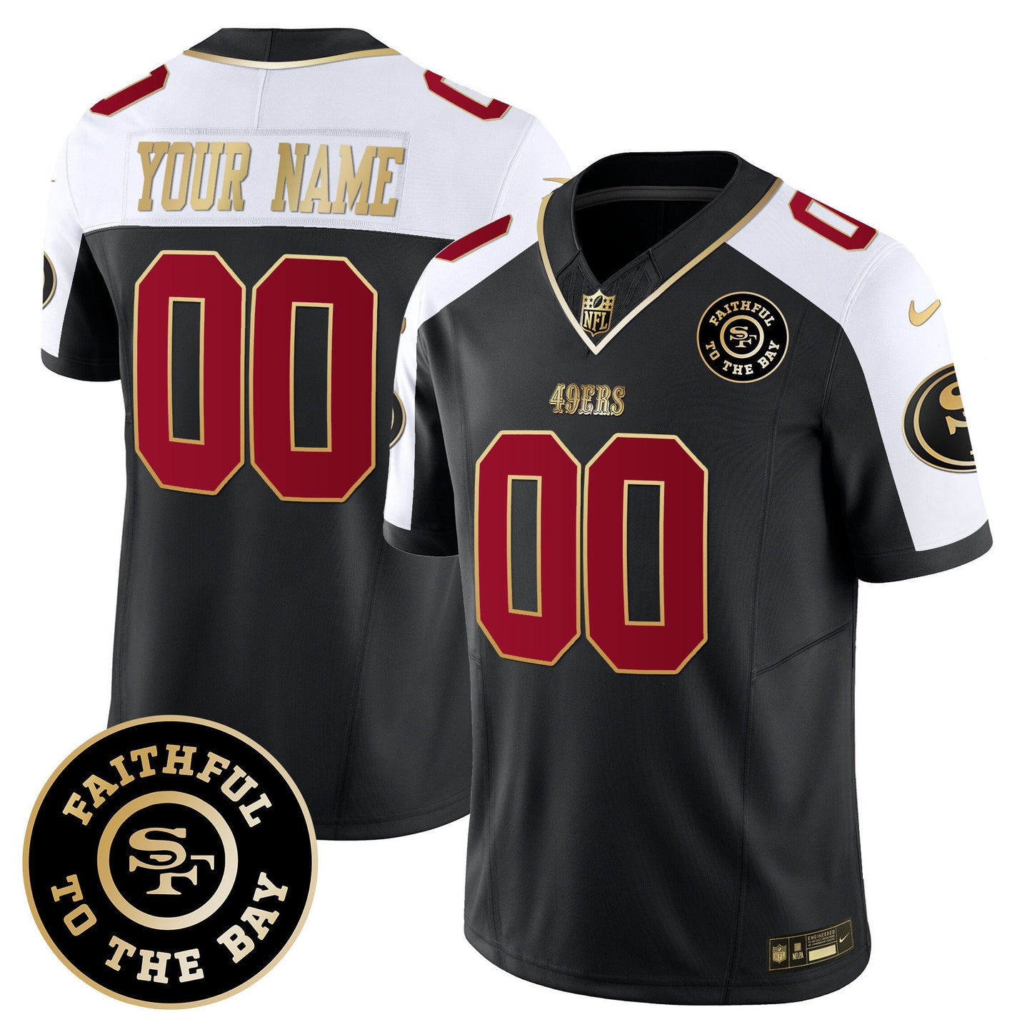 49ers Faithful To The Bay Patch Vapor Limited Custom Jersey V6 - All Stitched