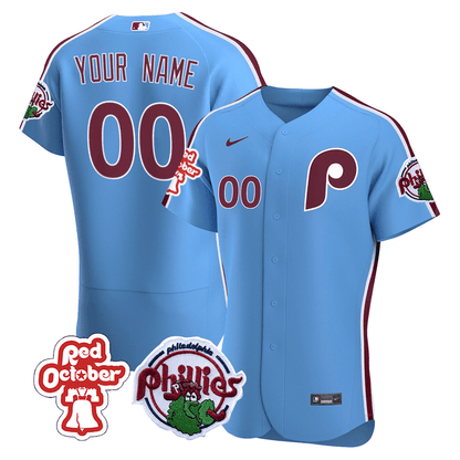 Philadelphia Phillies Red October Patch Custom Jersey - All Stitched