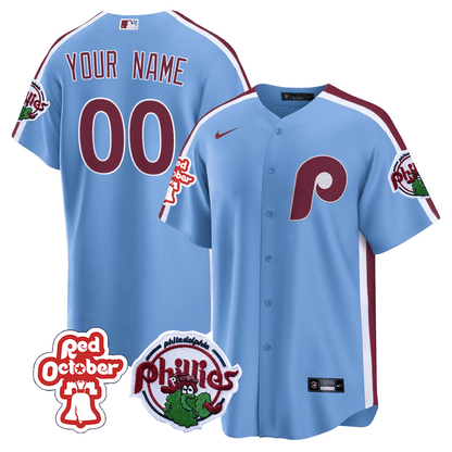 Philadelphia Phillies Red October Patch Custom Jersey - All Stitched