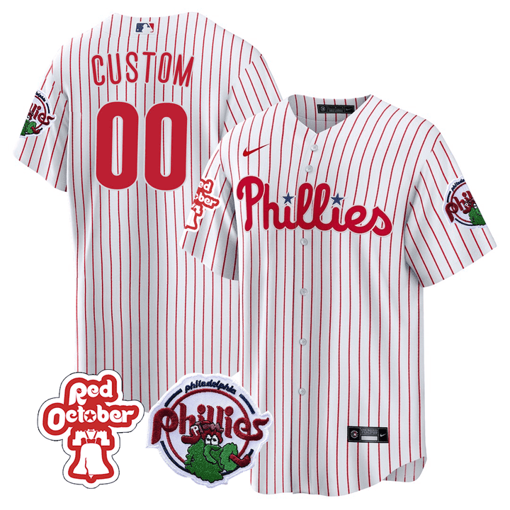 Philadelphia Phillies Red October Patch Custom Jersey - All Stitched