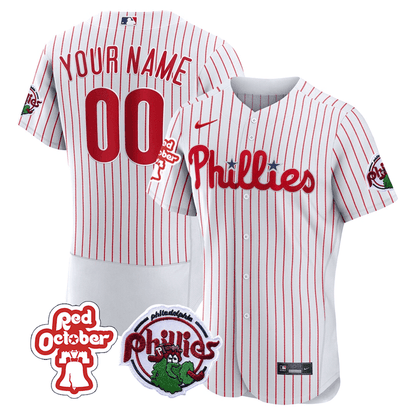 Philadelphia Phillies Red October Patch Custom Jersey - All Stitched