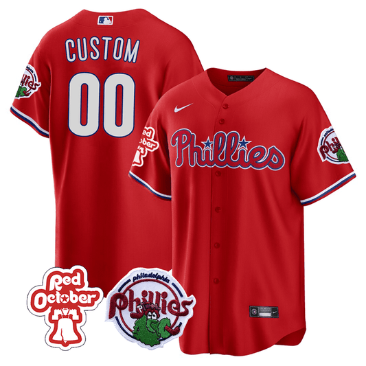 Philadelphia Phillies Red October Patch Custom Jersey - All Stitched