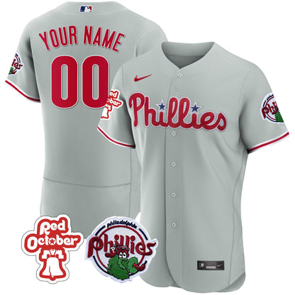 Philadelphia Phillies Red October Patch Custom Jersey - All Stitched