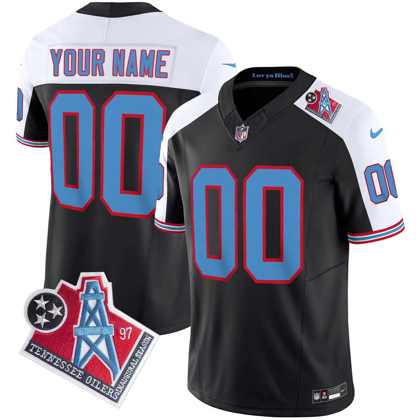 Titans 1997 Throwback Limited Vapor Custom Jersey V2 - All Stitched