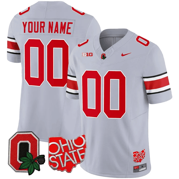 Ohio State Buckeyes Ohio State & Logo Patch Custom Jersey - All Stitched