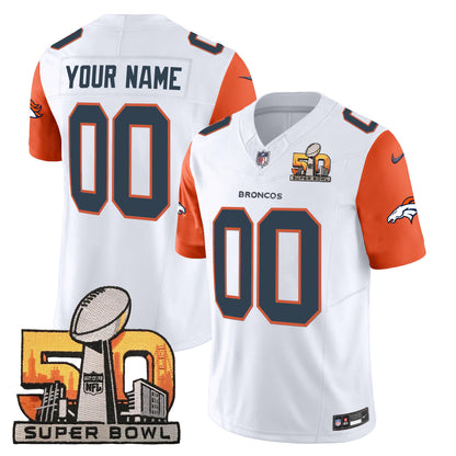 Denver Broncos Super Bowl 50 Patch Vapor Custom Jersey - All Stitched