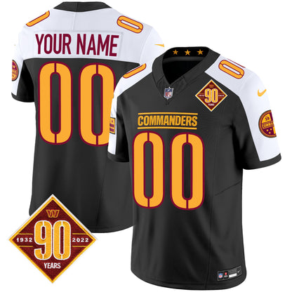 Washington Commanders 90th Anniversary Patch Vapor Custom Jersey - All Stitched