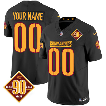 Washington Commanders 90th Anniversary Patch Vapor Custom Jersey - All Stitched