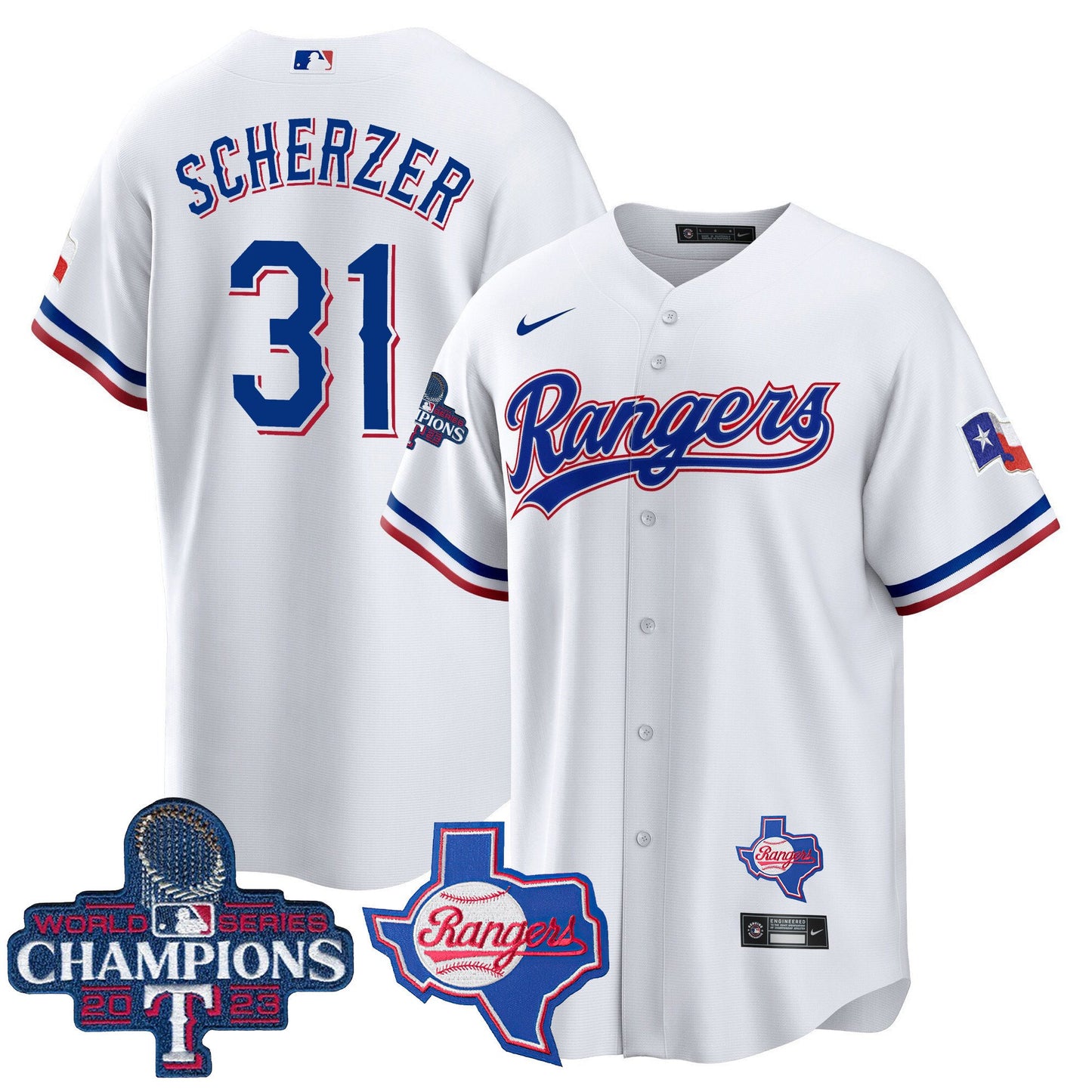 Texas Rangers 2023 World Series Champions Cool Base Jersey V2 - All Stitched