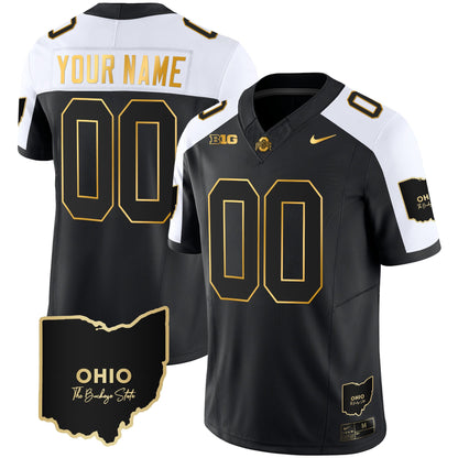 Ohio State Buckeyes 2023 Vapor Limited Gold Custom Jersey - Ohio Patch - All Stitched