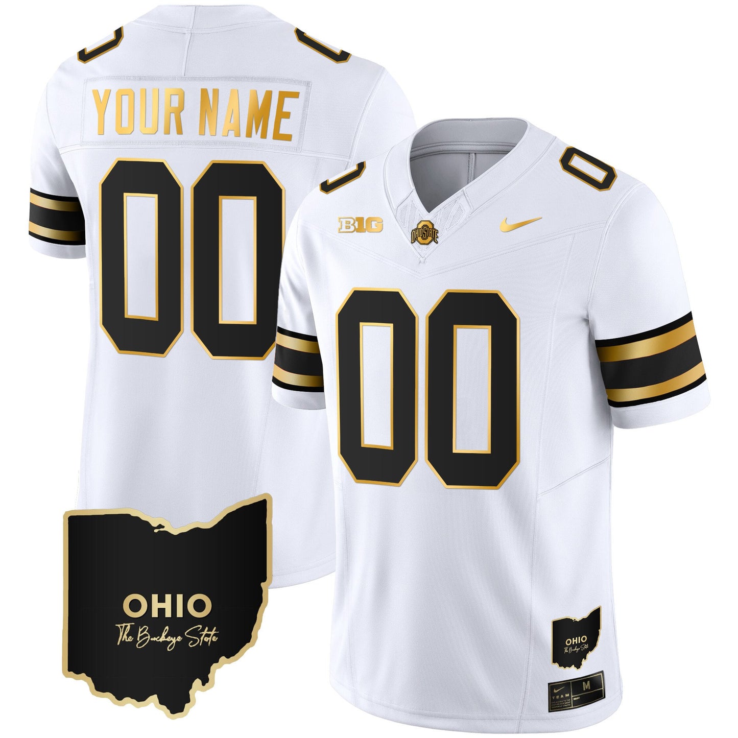 Ohio State Buckeyes 2023 Vapor Limited Gold Custom Jersey - Ohio Patch - All Stitched