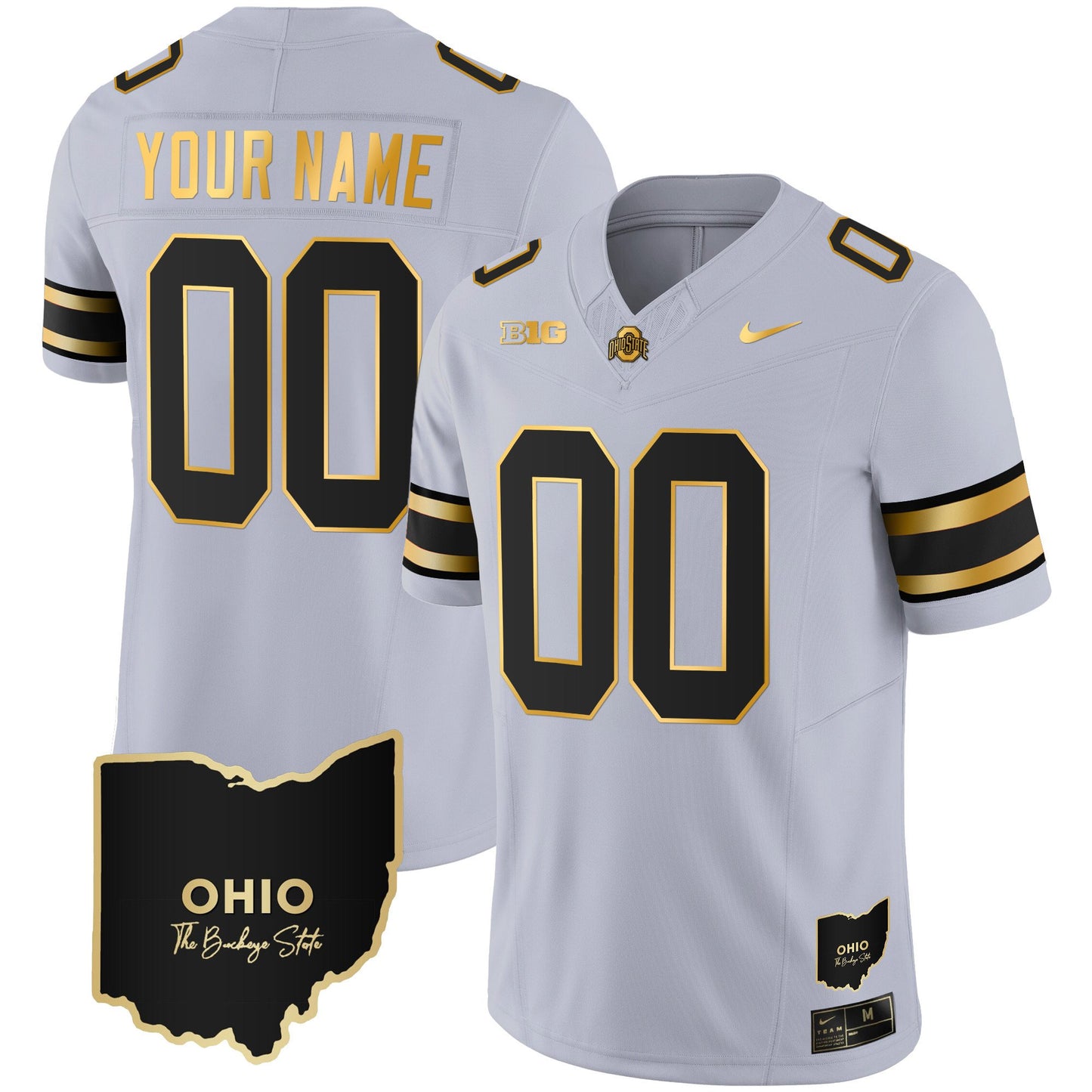 Ohio State Buckeyes 2023 Vapor Limited Gold Custom Jersey - Ohio Patch - All Stitched