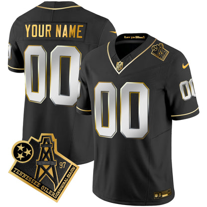 Titans 1997 Throwback Gold Vapor Custom Jersey - All Stitched