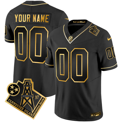 Titans 1997 Throwback Gold Vapor Custom Jersey - All Stitched