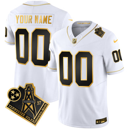 Titans 1997 Throwback Gold Vapor Custom Jersey - All Stitched