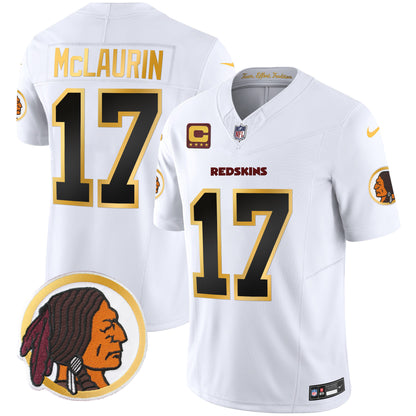 Washington Redskins Throwback Vapor Gold Trim Jersey - All Stitched