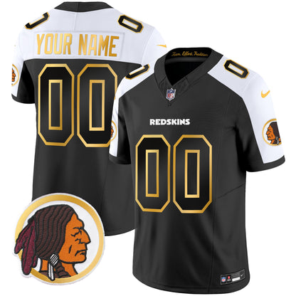 Washington Redskins Throwback Vapor Gold Trim Custom Jersey - All Stitched