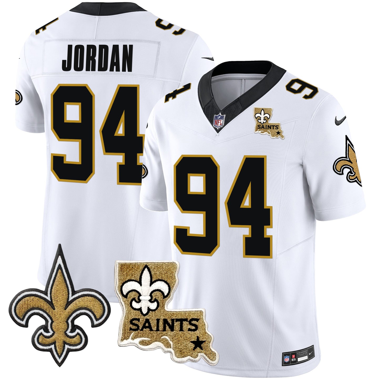 Saints Vapor Limited Jersey - New Orleans Patch - All Stitched