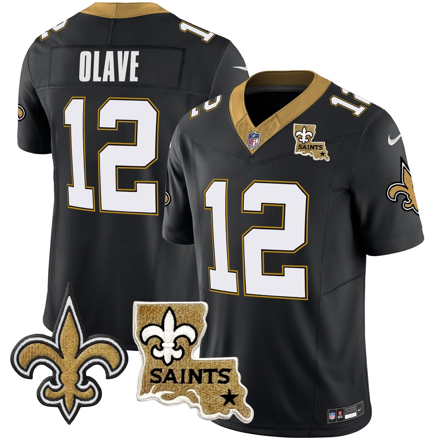 Saints Vapor Limited Jersey - New Orleans Patch - All Stitched