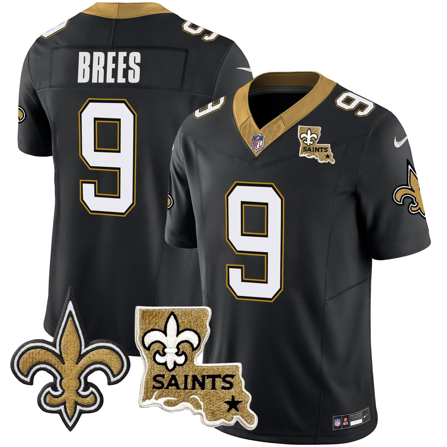 Saints Vapor Limited Jersey - New Orleans Patch - All Stitched