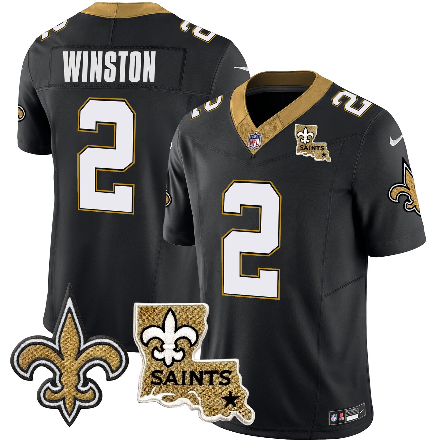 Saints Vapor Limited Jersey - New Orleans Patch - All Stitched