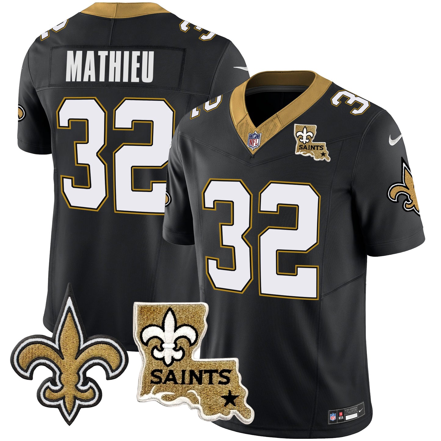 Saints Vapor Limited Jersey - New Orleans Patch - All Stitched