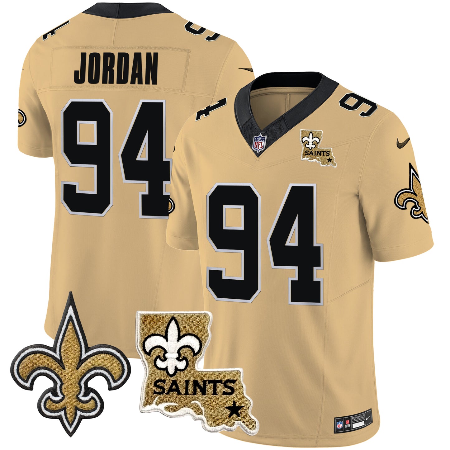 Saints Vapor Limited Jersey - New Orleans Patch - All Stitched