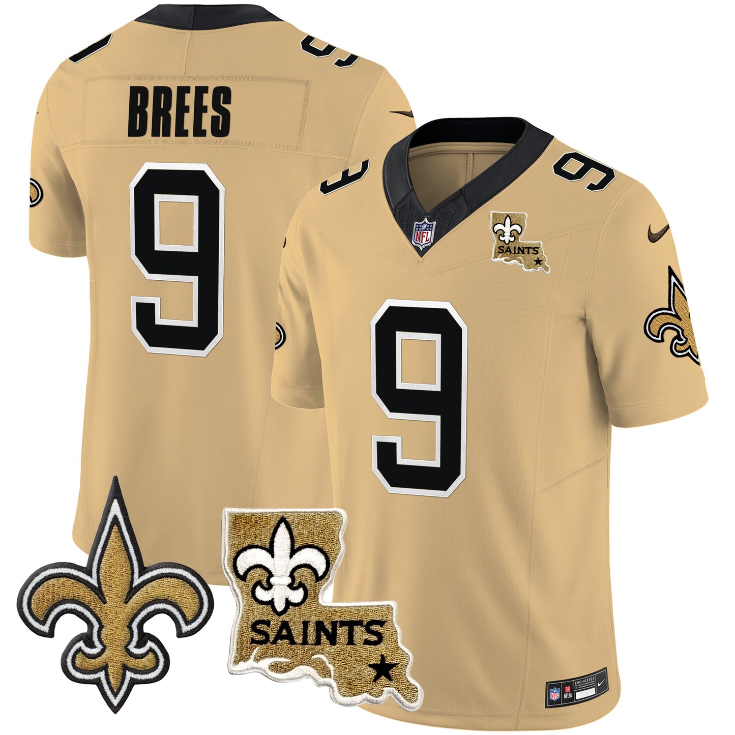 Saints Vapor Limited Jersey - New Orleans Patch - All Stitched